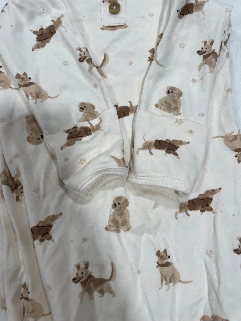 Cream Puppy-Print Baby Sleep Sack with Knot Closure